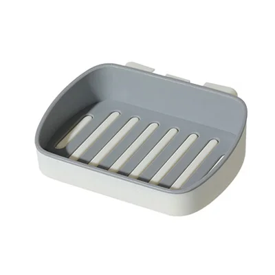 grey stripe Держатель для мыла двухслойный портативный мыльница настенный клей аксессуары для ванной комнаты лоток для хранения дренажной полки контейнер для мыла коробка - Цвет: grey stripe