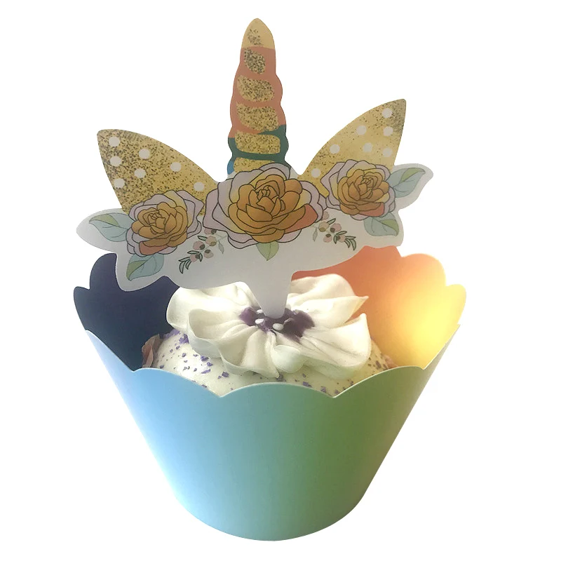 24 шт./лот 4 дизайн Единорог тема девушки сувениры свадебные вечерние топперы для