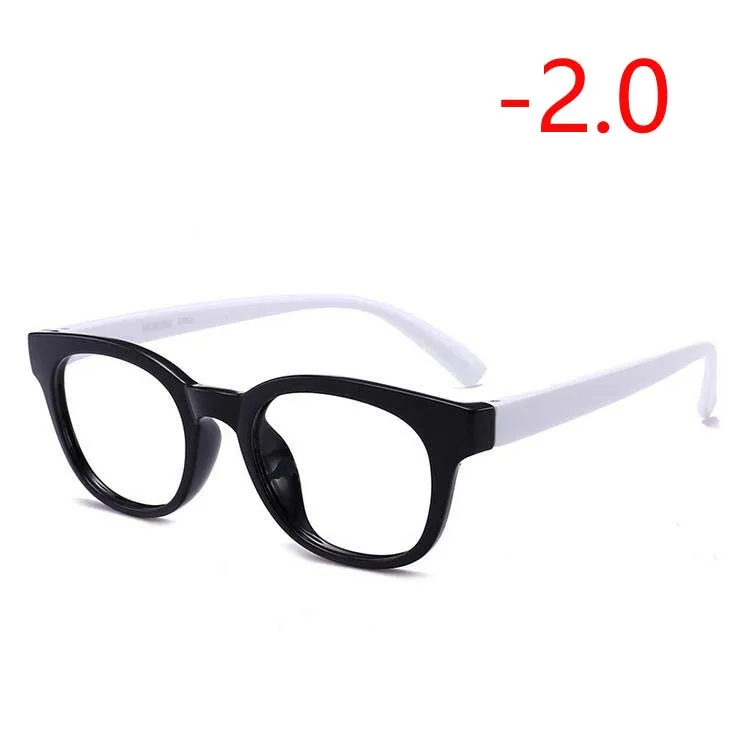 Myopia 200 1,0-1,5-2,0-2,5-3,0-3,5-4,0 круглые очки для близорукости женские мужские Ретро TR90 очки для близорукости полосатая оправа - Цвет оправы: Myopia 200