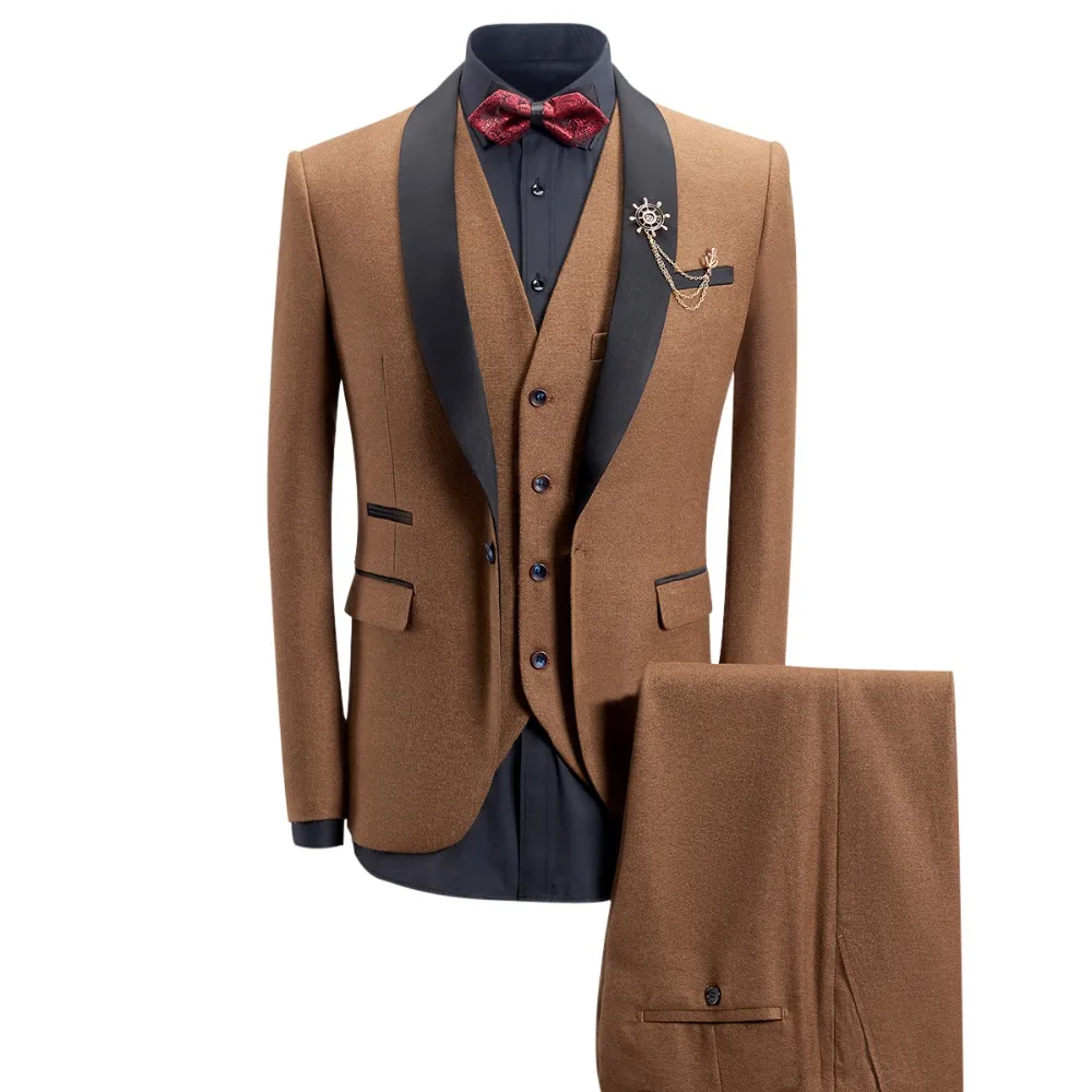 YUNCLOS мужской костюм на одной пуговице классический однотонный смокинг из 3