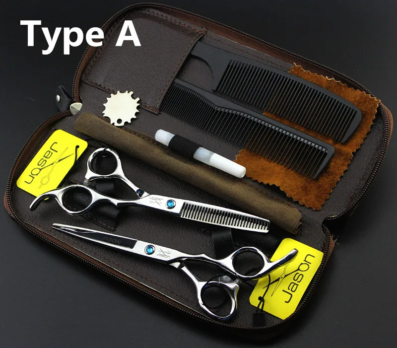 Type A One Set 342# Парикмахерские ножницы 5,5 ''16 см 4 шт. костюм бренд Джейсон Высший сорт 440C парикмахерские ножницы для резки Thinning ножницы для волос - Цвет: Type A One Set