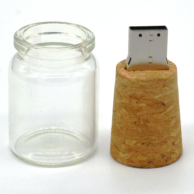

Glass Bottle with Cork USB Flash Drive (Transparent) 100% Full Capacity 4GB 8GB 16GB 32GB special gift for lovers usb 2.0 gift