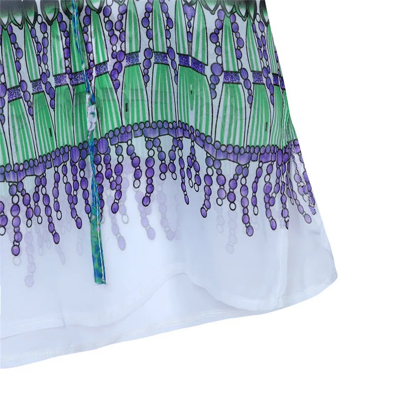 Платье женские свободные три четверти и мини принт Глубокий V шеи летнее пляжное