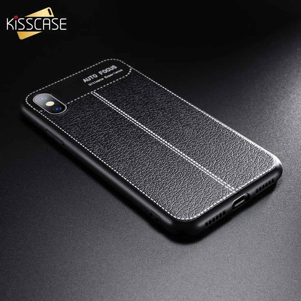 KISSCASE Business Leather Case For iPhone 7 8 6S 6 Plus X XR XS Max Ultra Thin Soft 5 5S SE Coque |