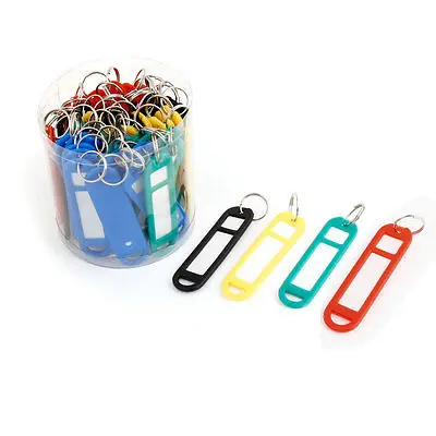 

50 Pcs Plastic Name Tag Badge Clip Holder Keychain Black Green 65mm x 17mm