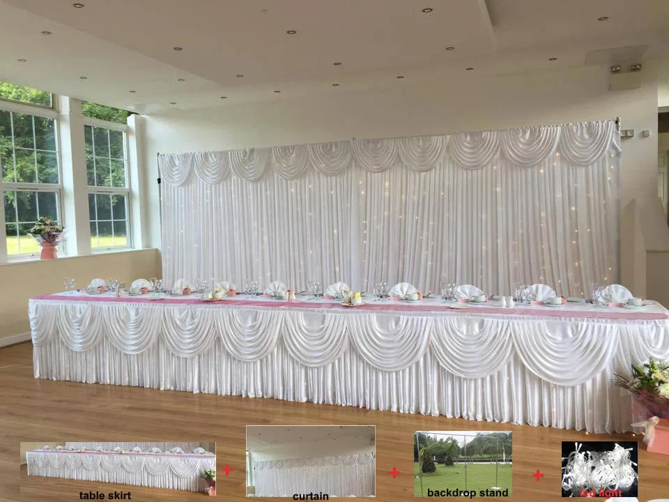 3X6 м белый свадебный фон занавеска + юбка для стола подставка фона светодиодная