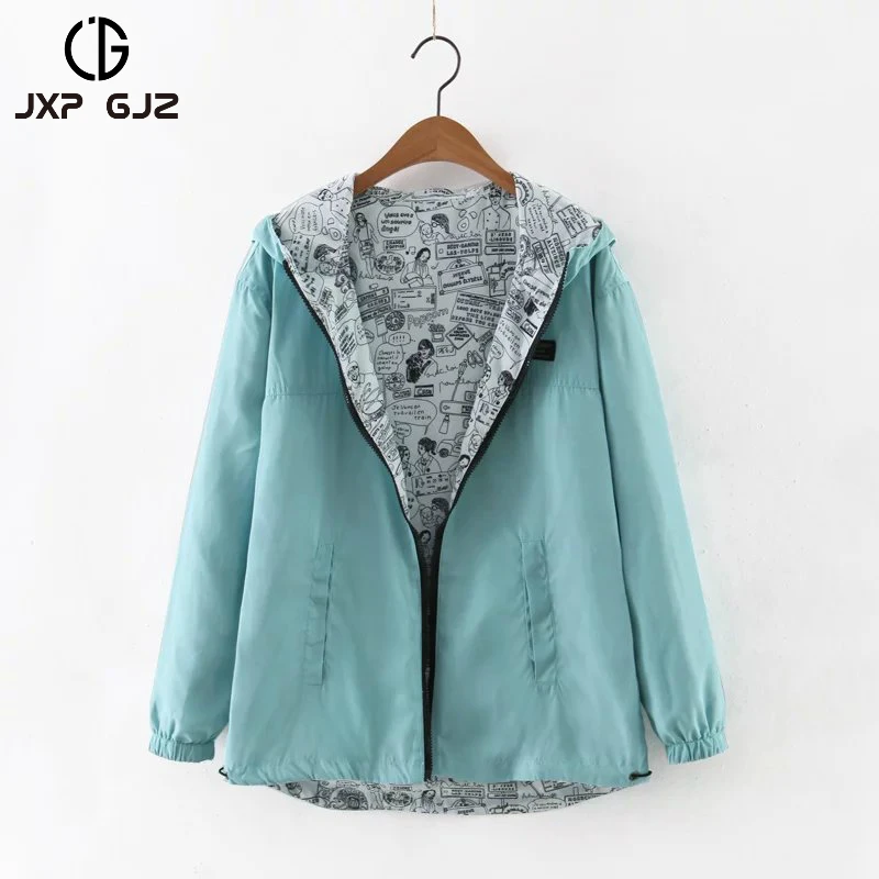 JXP GJZ Jacket Women Coat Pocket Zipper Hooded Outwear Black Casual Autumn Womens Jackets and Coats Full Sleeve | Женская одежда