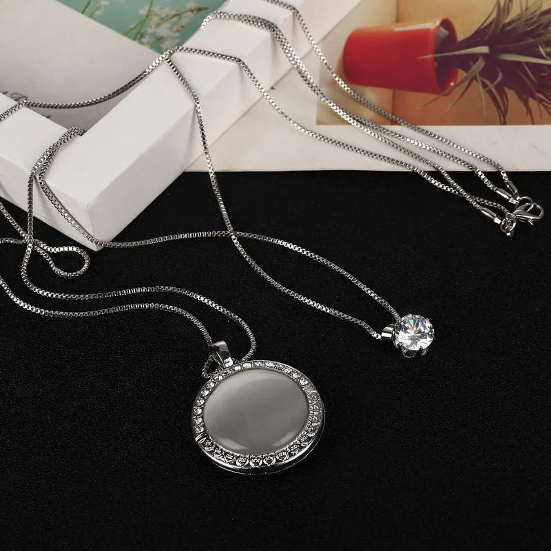 Hesiod Vintage Opal Jewelry Pendant Necklace Round Shape Palace Carved a Long Necklaces For Women | Украшения и аксессуары