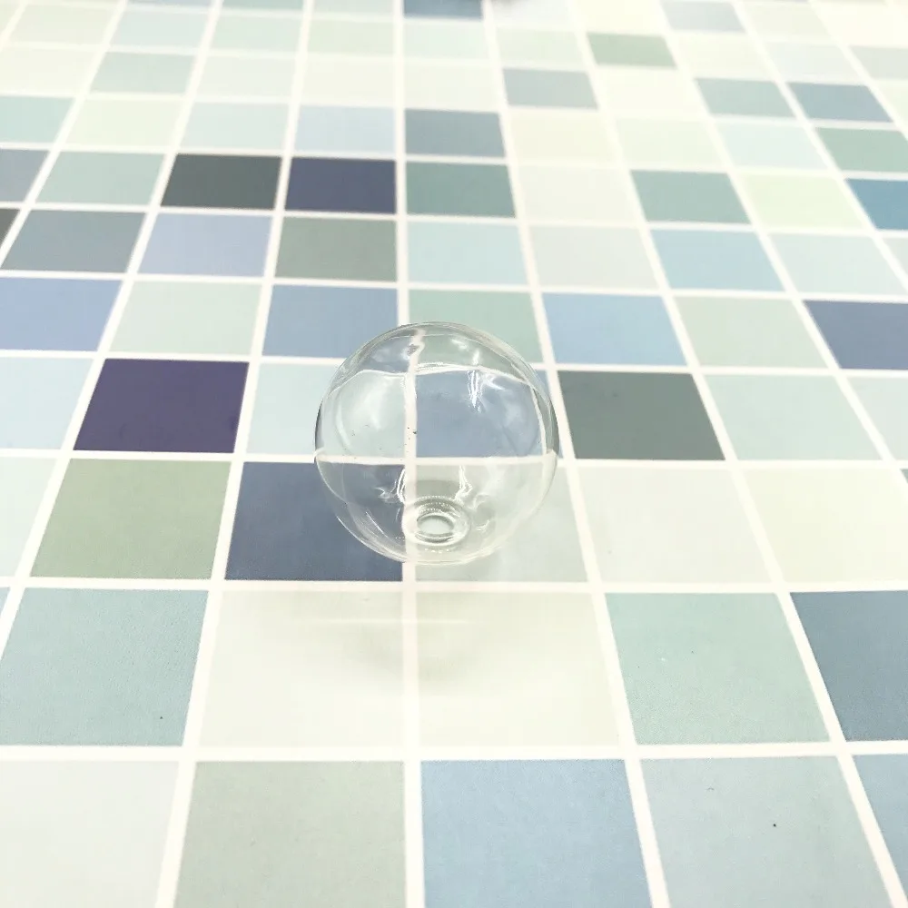 5pcs/lot 25mm Mini Lightbulb Globe Glass bubble round ball with hole hollow glass orb vial pendant jar bottle accessories | Дом и сад