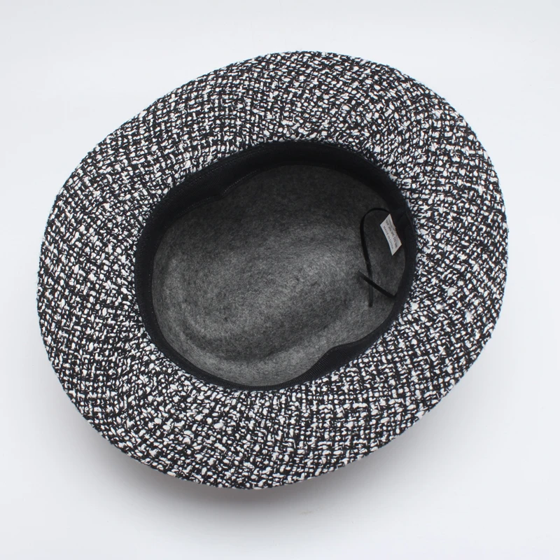 Женские из 100%-й шерсти Fedora Шапки осень 2017 г. Новинка зимы плед лоскутное лук