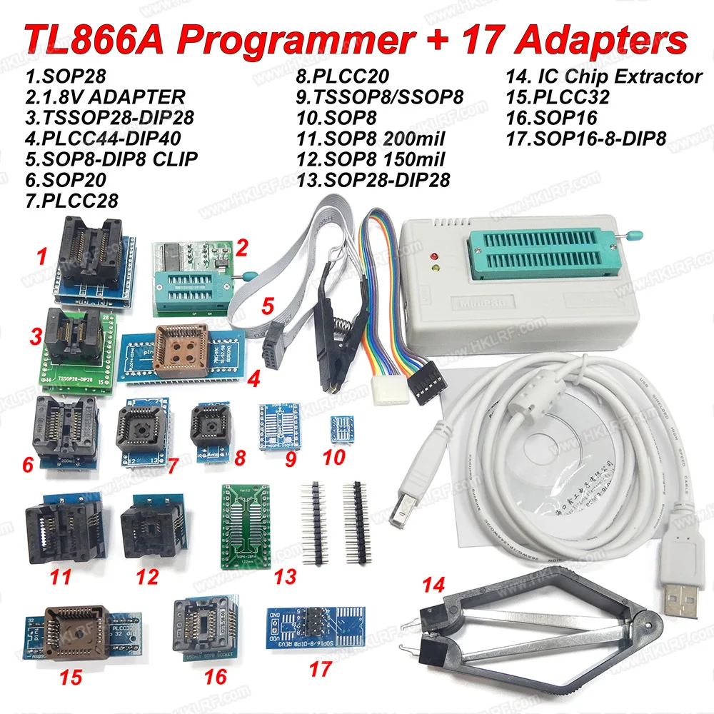 LRF NEWEST TL866A USB Programmer EPROM FLASH BIOS 17 Universal Adapter + EDID code Free Shipping | Электронные компоненты и