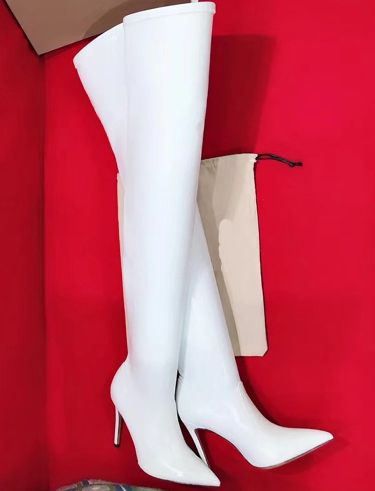 Goedkoop Herfst En Winter Nieuwe Vrouwen Schoenen Stretch Lakleer Sexy Bag Benen Lange Over De Knie Laarzen Wees Mode Nachtclub Wome