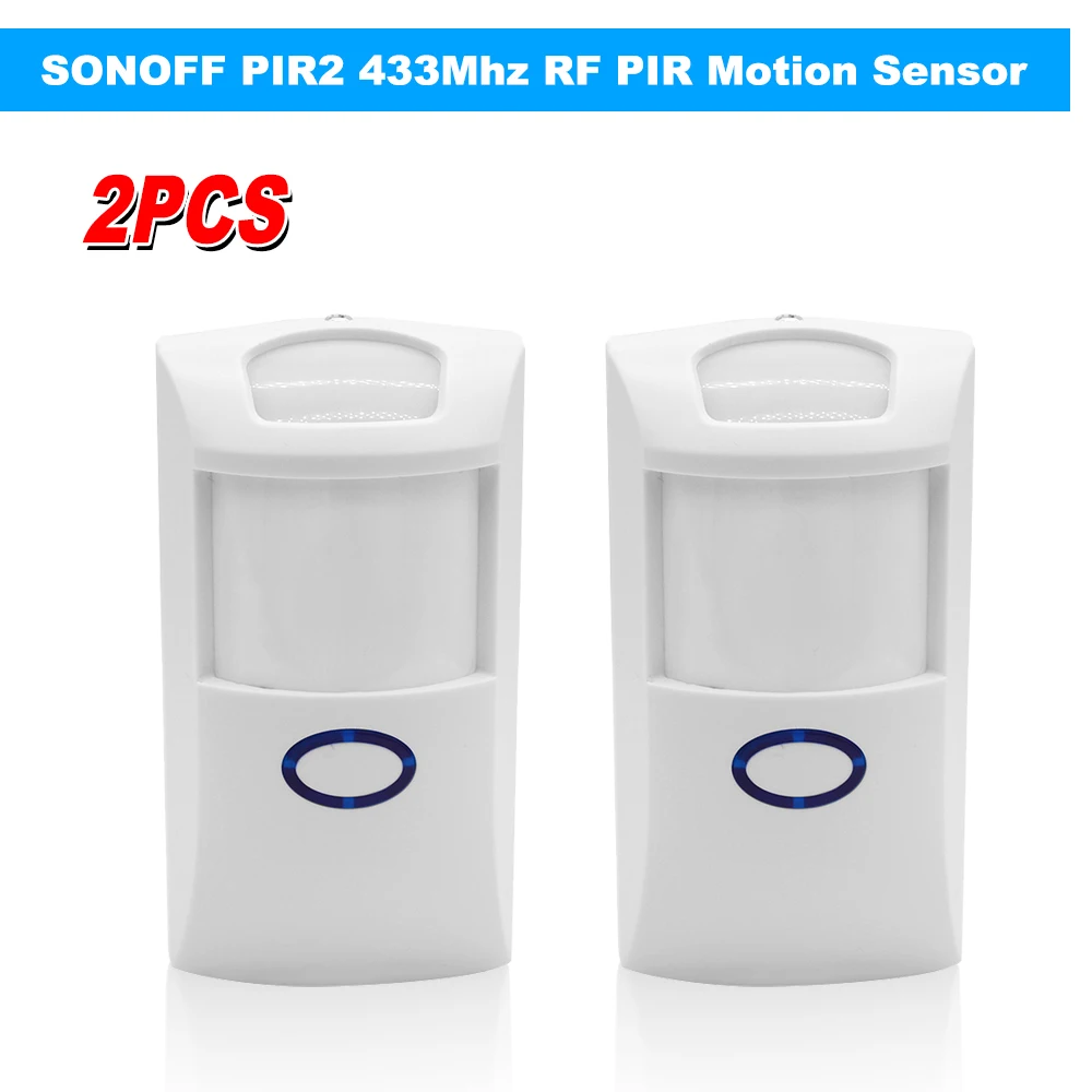 4 шт. SONOFF, беспроводной двойной инфракрасный детектор, 433 МГц, RF PIR датчик движения, умный дом, автоматизация, охранная сигнализация - Комплект: 2 pcs