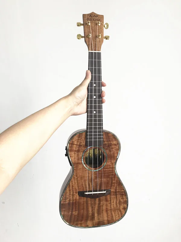 with abalone inlaid Koa Pili Koko бренд профессиональный ручной работы все твердые koa концертный Электрический Укулеле - Цвет: with abalone inlaid