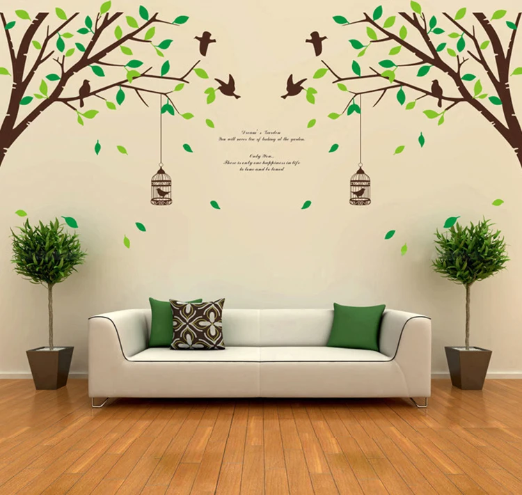 Распродажа настенные наклейки с большими деревьями и птицами Переводные