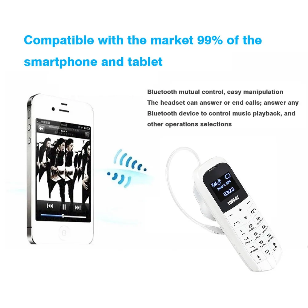Длинный-CZ J8 мини-телефон bluetooth с функцией Bluetooth Dialer, функция Bluetooth наушников, FM, одна микро sim-карта, 3 цвета
