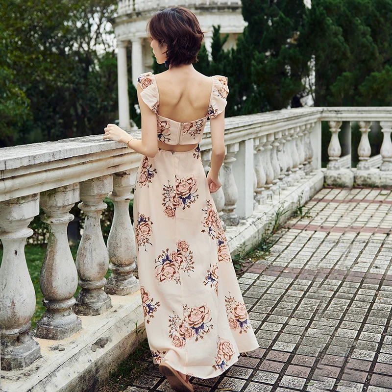 MUMUZI женское длинное Макси платье 2019 летнее с цветочным принтом Boho пляжное для