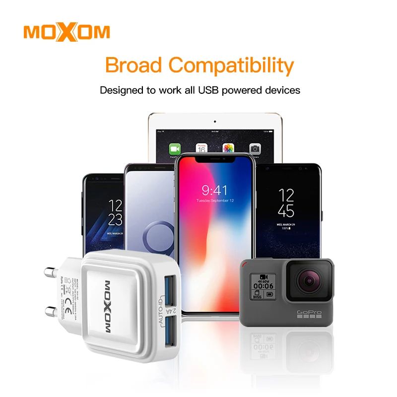 MOXOM USB Зарядное устройство для iPhone X 8 7 iPad USB настенное Зарядное устройство для samsung S9 Xiaomi huawei мобильного телефона Зарядное устройство USB Зарядное устройство
