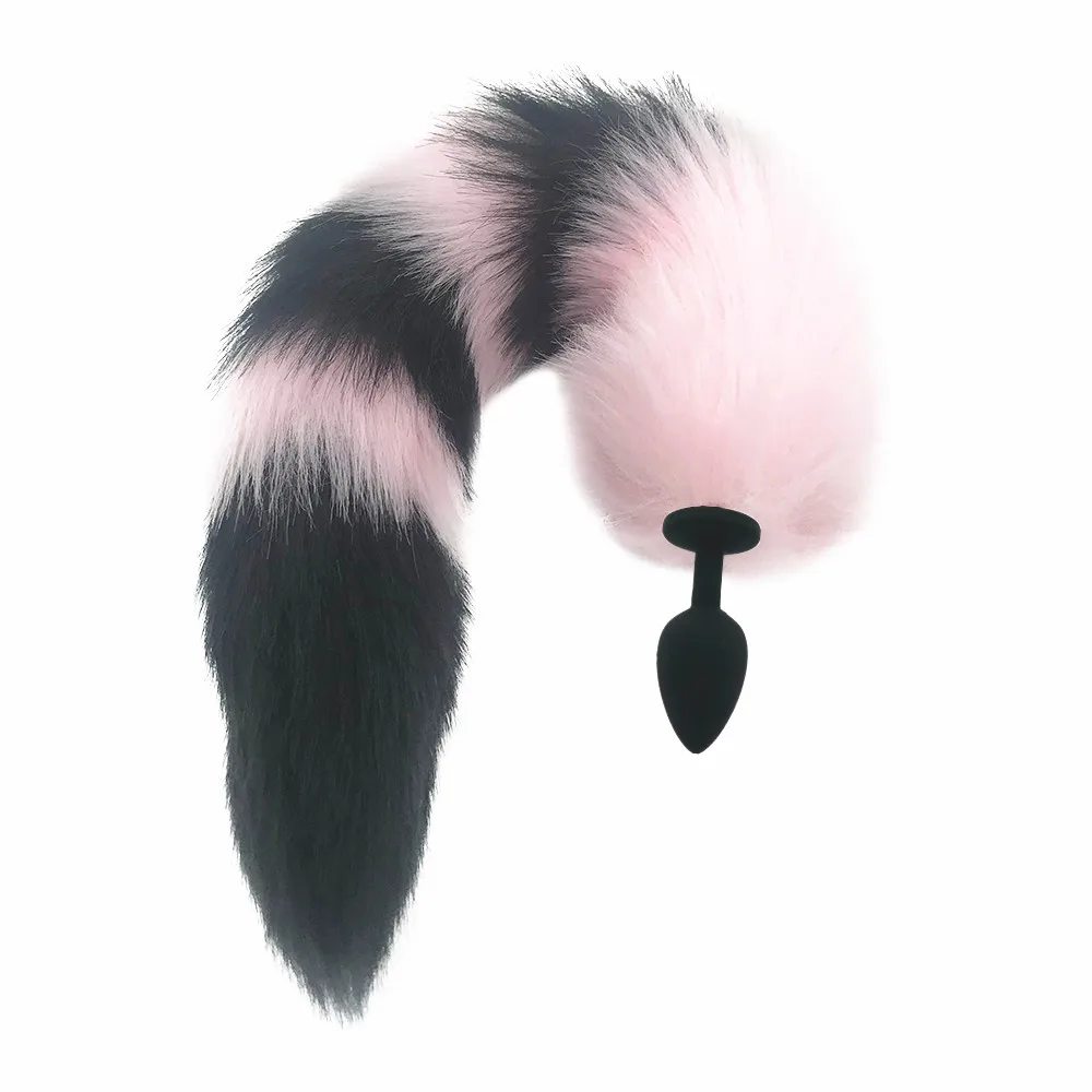 New black silicone Anal Plug beads red fox tail Butt plug Role Play Flirting Fetish sex Toy for Women | Красота и здоровье