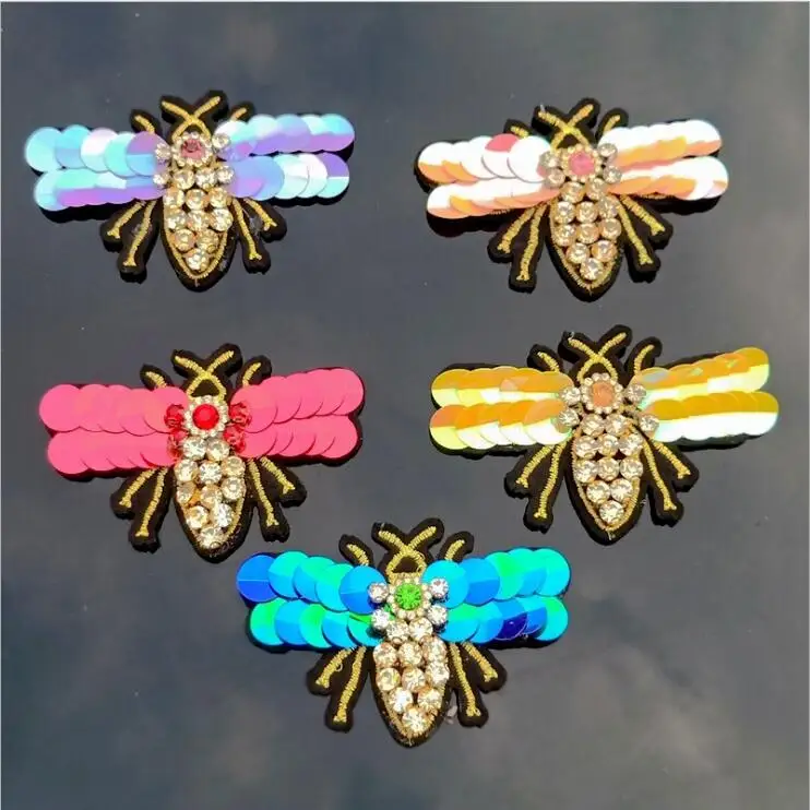 Нашивки Ручной Работы Стразы из бисера и блесток крутая модная нашивка пчелами с