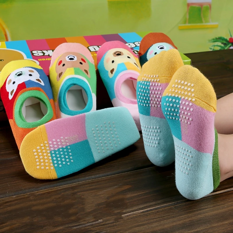 Детские носки 4 пары в 2016 году весенне летние хлопковые нескользящие для