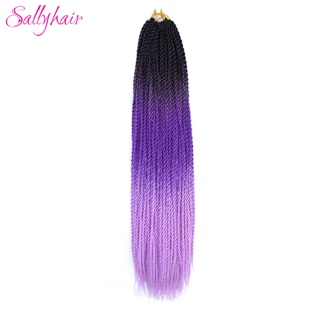 Sallyhair, 20 прядей, Омбре, цвет сенегаль, закрученные косички, волосы для наращивания, синий, серый, высокая температура, синтетические, вязанные, косички - Цвет: NC/4HL