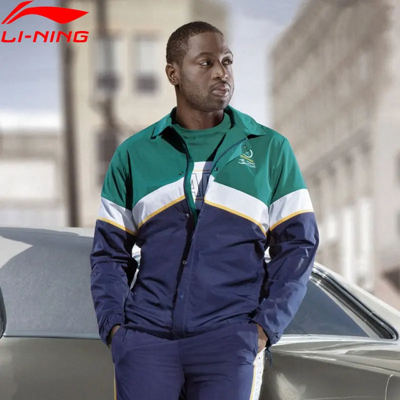 Li-Ning Мужская ветровка серии Wade, полиэстер, Стандартная посадка, карманы, пуговицы, подкладка, цвет-блок, спортивные куртки AFDP099 MWJ2616