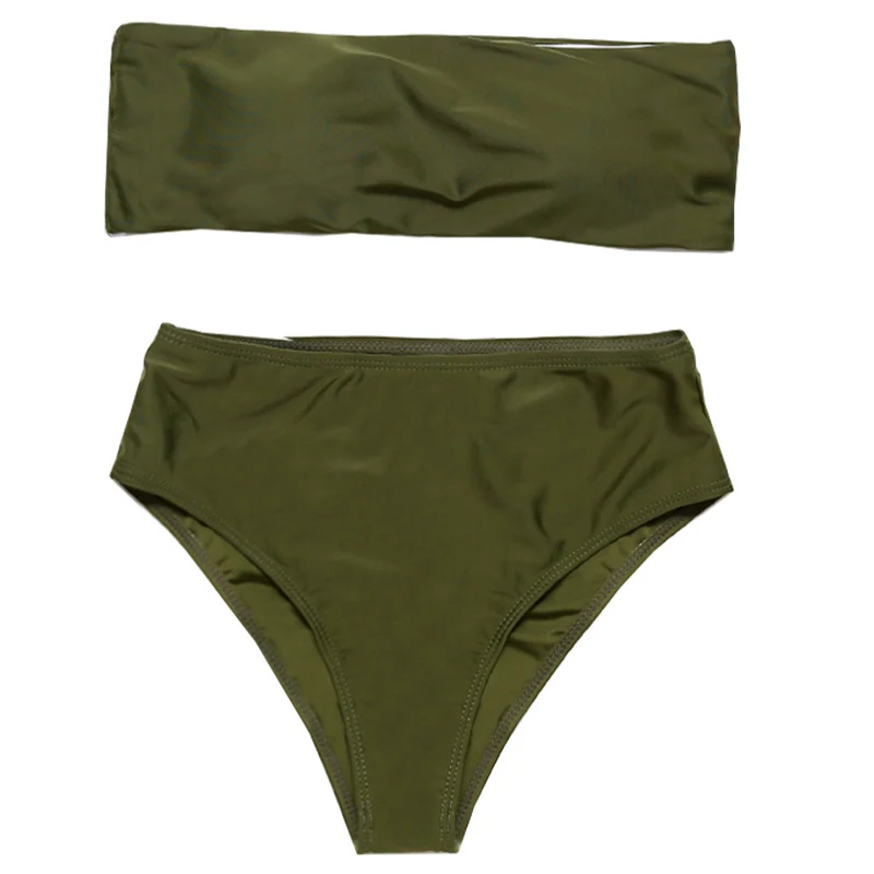 ArmyGreen MSSNNG повязка купальник бикини женский купальник с высокой талией бикини набор купальный костюм пуш-ап Maillot De Bain Femme пляжная одежда - Цвет: ArmyGreen