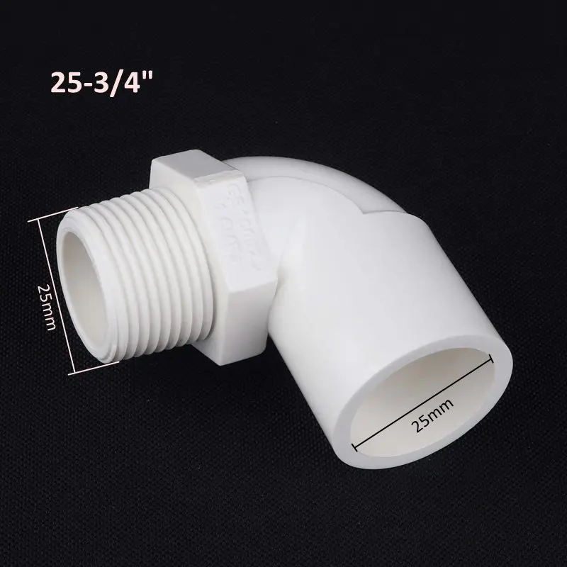 25-3l4 inch 2шт 25 мм до 1/" 3/4 дюймов наружная резьба разъем для орошения сада 90 градусов ПВХ фитинги для труб 3/4" адаптер - Цвет: 25-3l4 inch