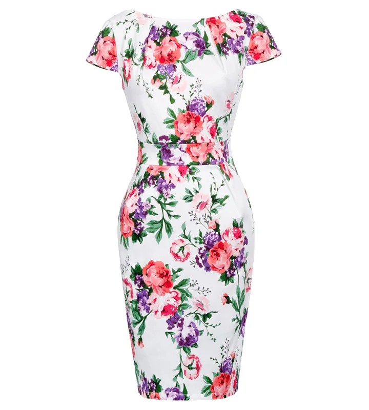 work dress 4 Belle Poque, женское летнее платье-карандаш в горошек, для работы,, винтажное, цветочное, деловое, офисное, облегающее, сексуальное, облегающее, рокабилли платье - Цвет: work dress 4