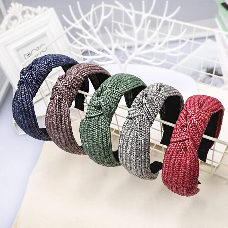 

New Fashion weave hairband for women center knoted headband summer hairbands hair hoop handmade bezel hair accessories