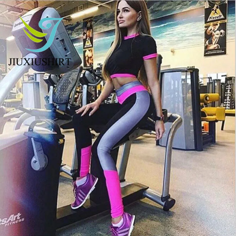 Женский спортивный костюм из 2 предметов, женский укороченный топ+ длинные штаны, спортивный костюм для женщин, спортивный костюм для спортзала, фитнеса, женская спортивная одежда