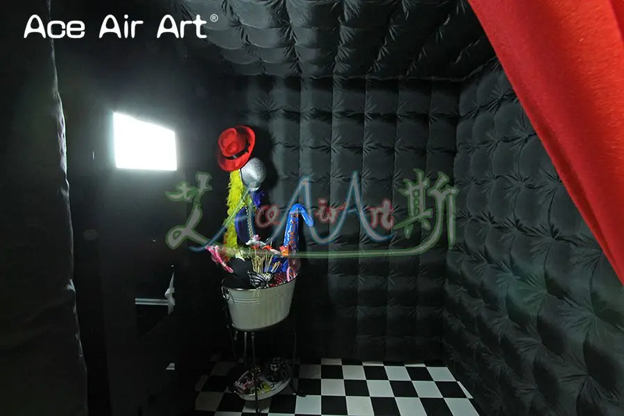 3x2.5x2.5m Newest design black cube inflatable photo booth enclosure cabinet with red foldable curtains no lights | Игрушки и хобби