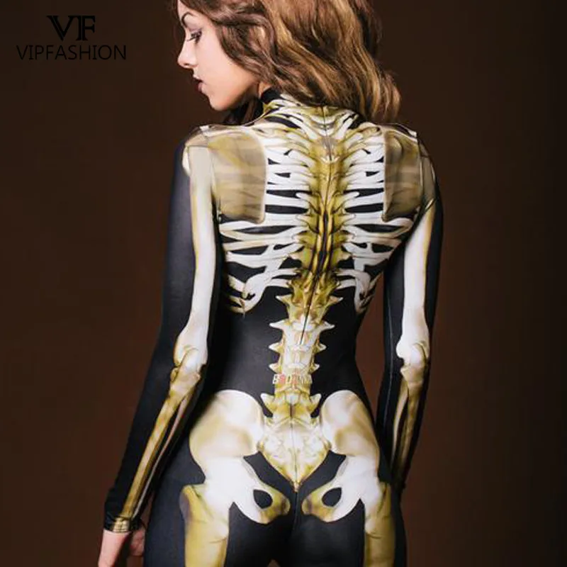 VIP новые модные кладбище косплей на Хеллоуин костюм для женщин 3D &quotскелетная&quot