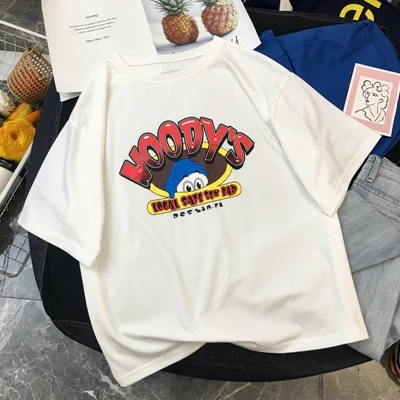 white Женские летние футболки, хлопок, Harajuku Kawaii, вышивка, короткий рукав, Ulzzang, уличная одежда, camisetas verano mujer, Kpop Стиль, топы - Цвет: white