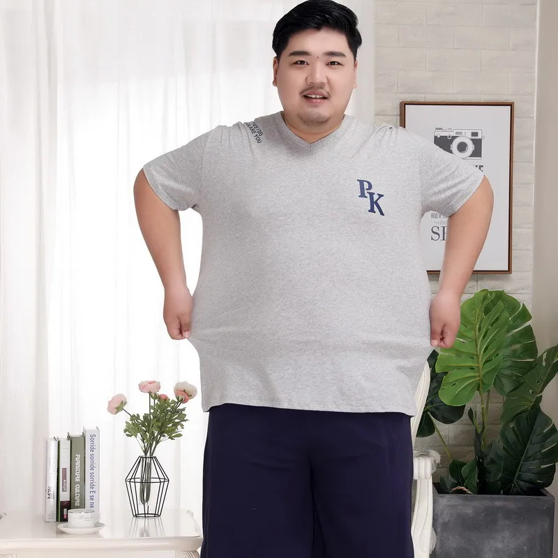 Мужская пижама с коротким рукавом из чистого хлопка для дома большие размеры 5XL