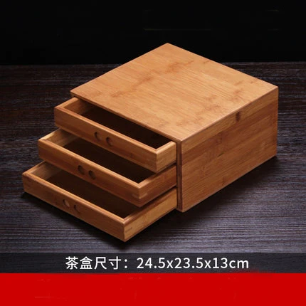 three layers box XMT-HOME 2/3 слоев бамбуковый чайный ящик пуэр чайный набор канистра для пуэр чая 357 г для хранения чайного торта - Цвет: three layers box