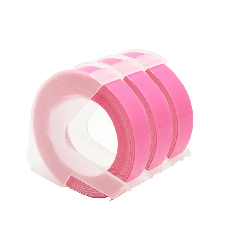 CIDY 3 шт смешанных цветов Dymo 3D 9 мм ПВХ тиснение этикетка совместимый с Dymo 1610 12965 руководство принтер для Motex E101 Label Makers - Цвет: Fluorescent pink