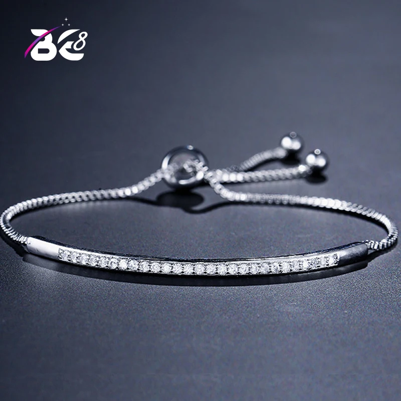 

Be 8 Brilliant AAA CZ Pave Adjustable Chain Bracelets Geometric Shape Bangles for Women Fashion Jewelry B104