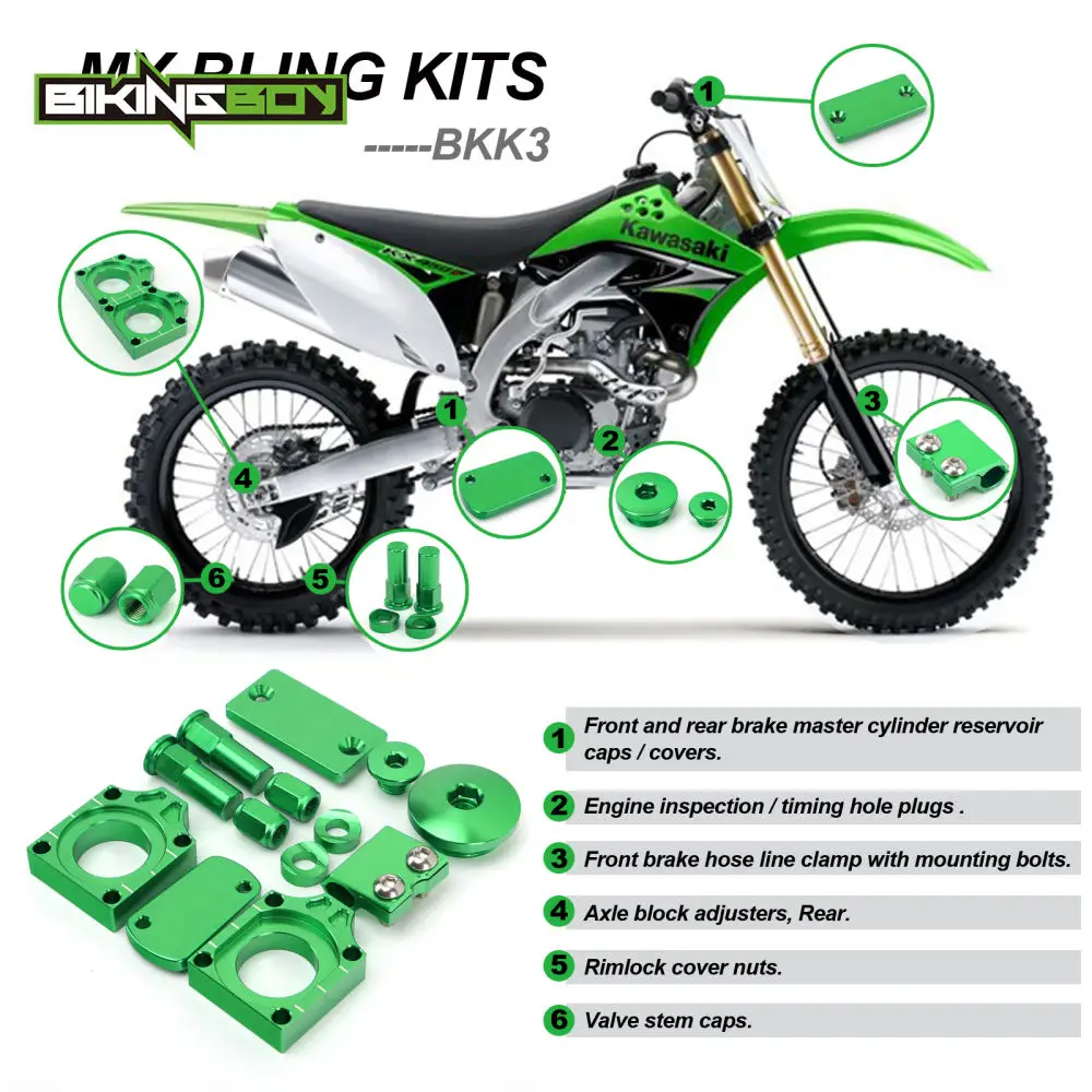 BIKINGBOY Bling Наборы для KAWASAKI KX250F 04-16 KXF KX-F KX450F 09-16 KLX450R 2008 2009 2010 2011 2012 2013 Набор модификаций