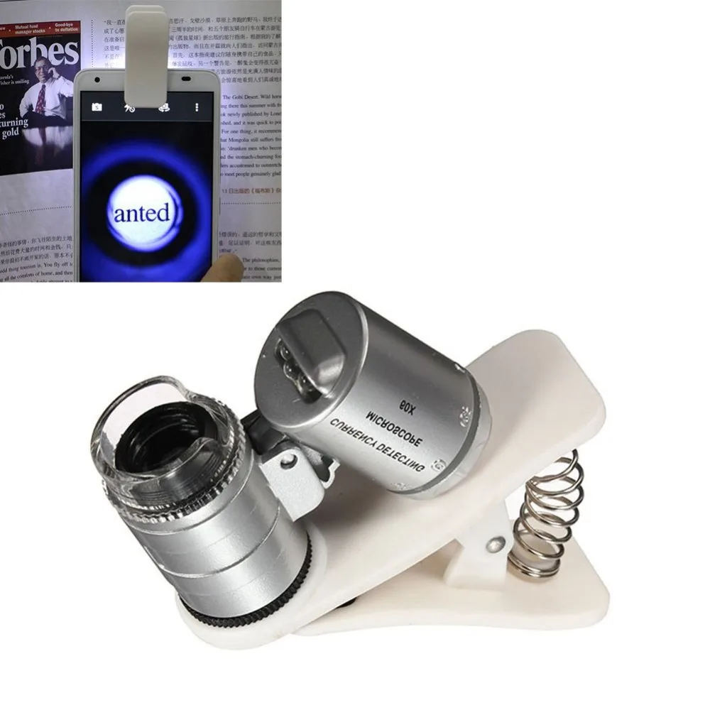 Universal 60X Optical Zoom Clip Telescope Camera Microscope Lens With Battery Mobile Phone Lens For iPhones Huawei
