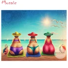 Алмазная 5D картина полная квадратная круглая сделай сам, вышивка крестиком полная леди на пляже, стразы, мозаичный декор, подарок