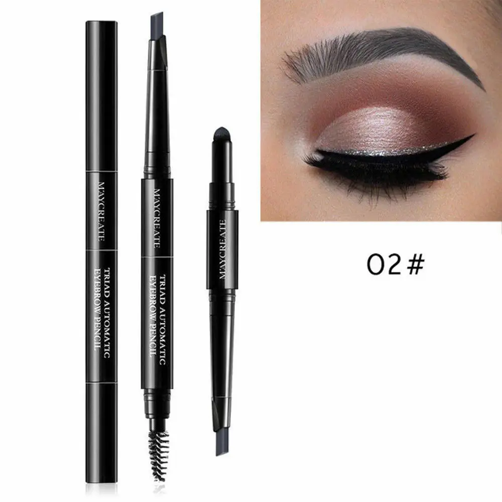 grey 3 in 1 Eye Brows Set for Women Waterproof Brow Pencil+ Powder+ Brush Pigment Black Brown Eyebrow Kit Makeup Cosmetic Tools - Цвет: grey