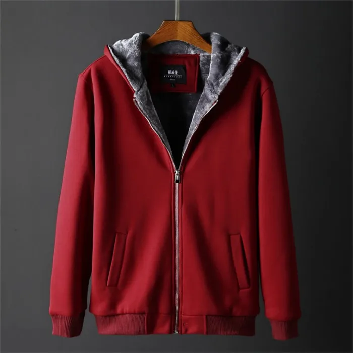 Autumn Winter Thick Warm Plus Size Hoodies Men Long Sleeve Velvet Casual Sweatshirt Jacket Mens Hooded Zipper Coat Xl5104