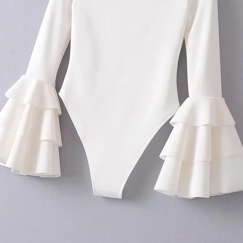 Off shoulder ruffle bodysuit sexy pagoda sleeve jumpsuit romper Women Autumn winter party club overalls American style | Женская одежда