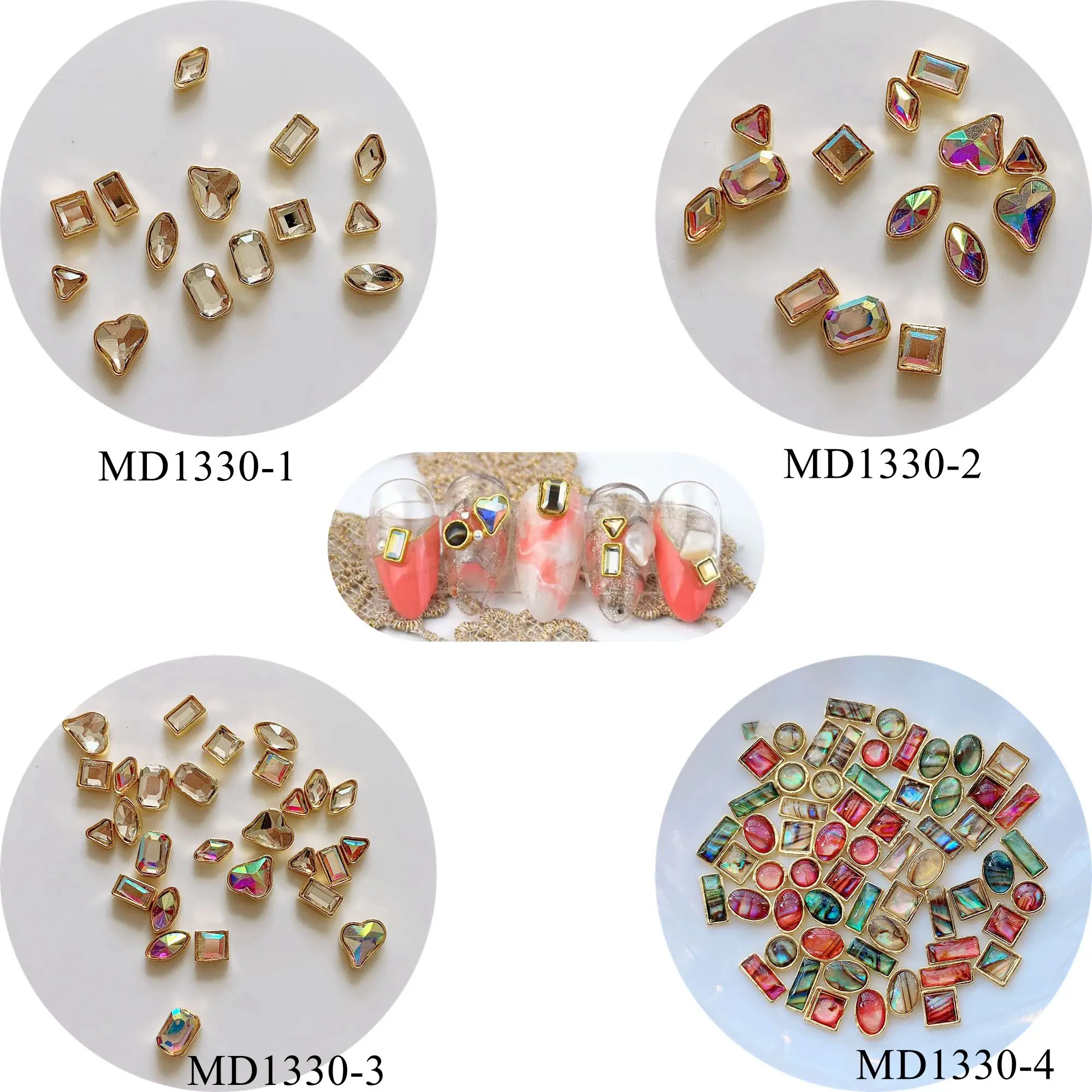 Металлические Подвески 3D для дизайна ногтей 10 шт. из камня Deco Mix Bag Crystal и AB Gem с