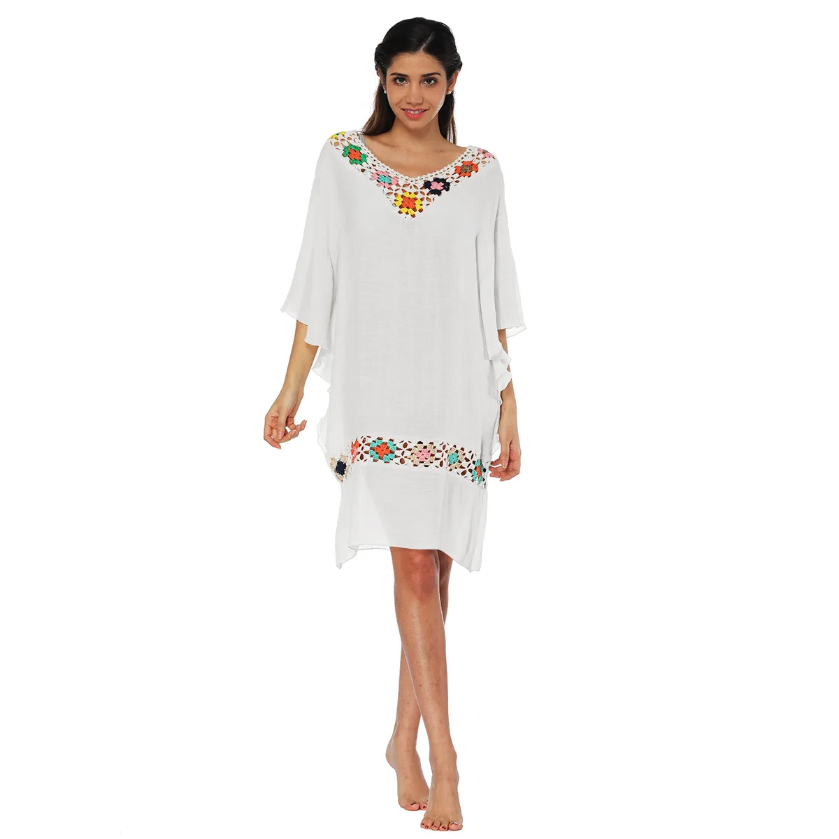 Пляжная накидка из вискозы с вышивкой бикини кафтан Saidas De Praia юбка для плавания