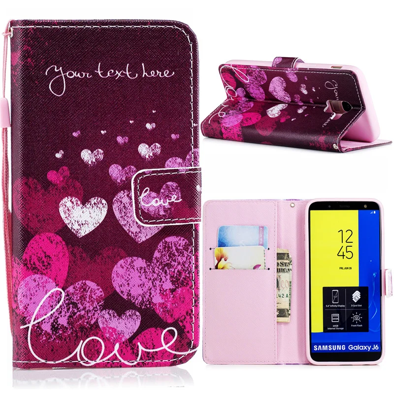 Роскошный кожаный чехол бумажник с откидной крышкой для Samsung J4 J6 J7 Duo A6 J2 Pro J3 J8 A7 A9