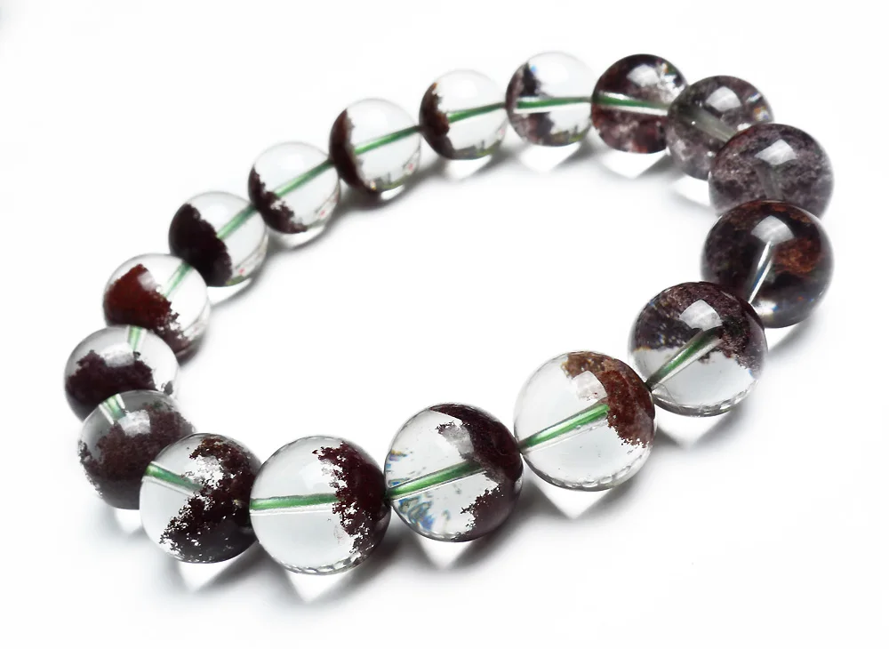 

2018 New 12mm Natural Genuine Red Phantom Quartz Crystal Round Bead Stretch Charm Woman Bracelet Fashion Women Crystal Bracelet