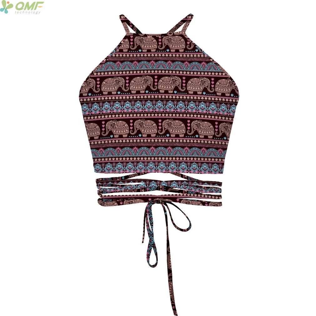 Boho Цветочные Женская пляжная мода грудь Обёрточная бумага цельный brandy melville без